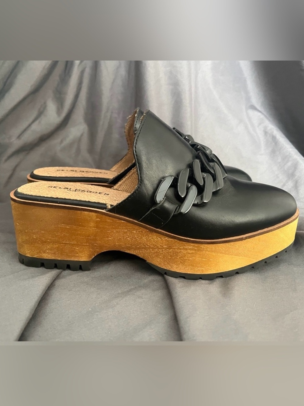 Kelsi Dagger Brooklyn Weather Platform Chain Link Mules Clogs - Sz 8